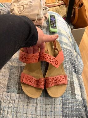 Clarks Coral Cutout Leather Slingback Sandals